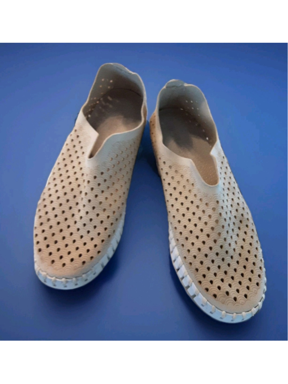 ILSE JACOBSEN- Tulip Platform Slip On-Latte(Tan) Scalloped Chic Comfort-Sz 7.5/8